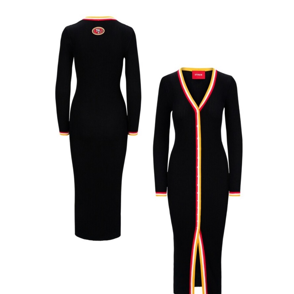 NWT Staud 49er Maxi Dress with Red and Yellow Accents Small
